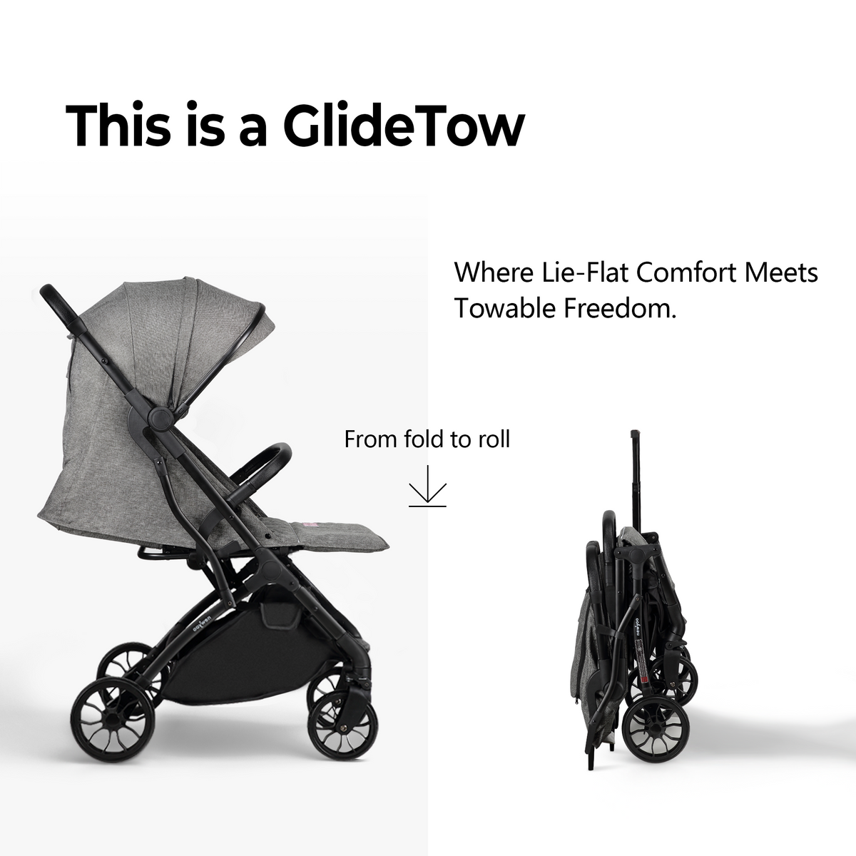 newyoo GlideTow TR18 Lightweight Stroller for Travel, Gray