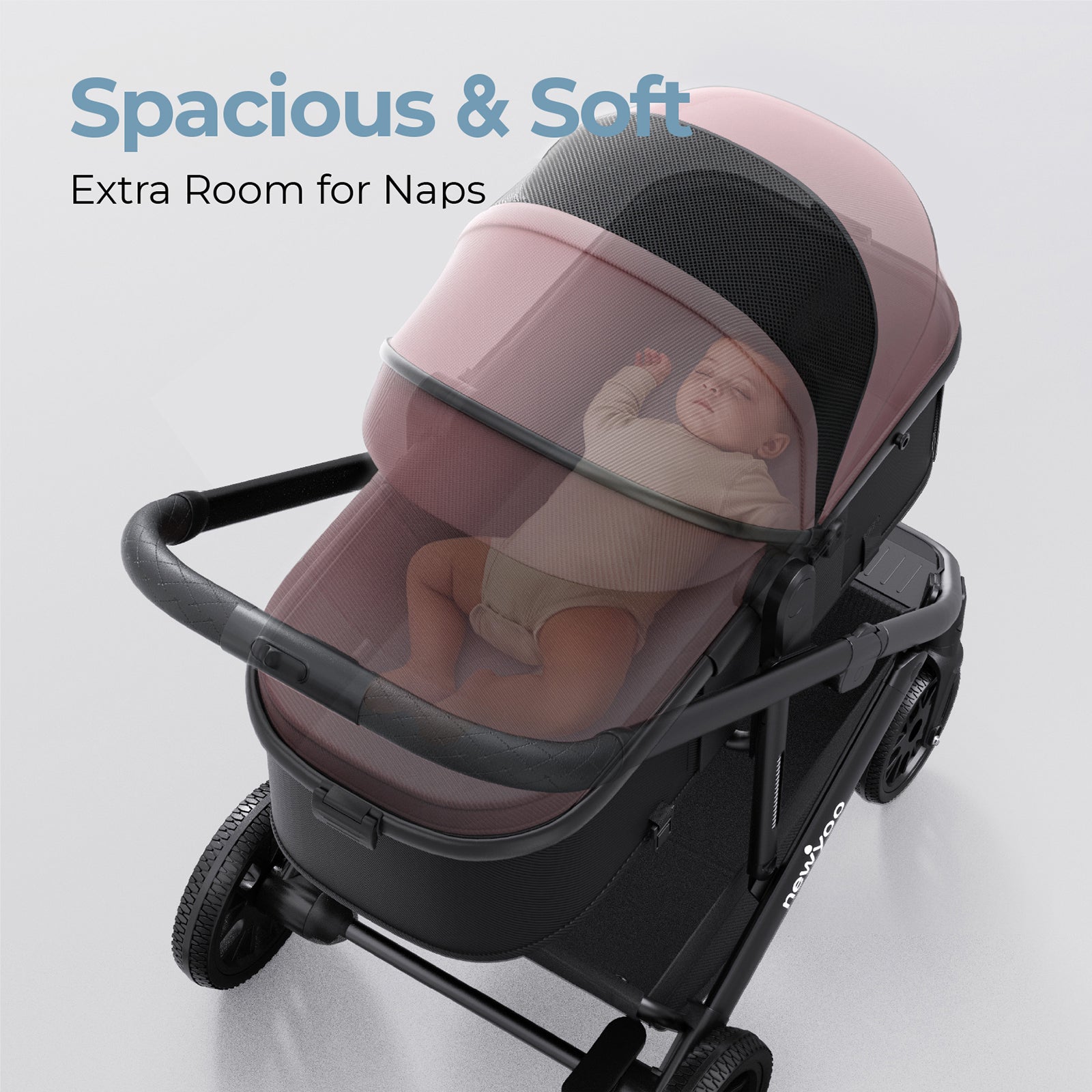 Cochecito con capazo Newyoo Baby, Nestro 516M, Rosa