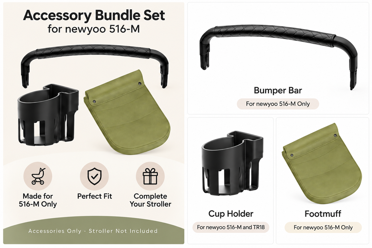 newyoo Nestro 516M Stroller Accessories Set – Bumper Bar, Cup Holder & Footmuff