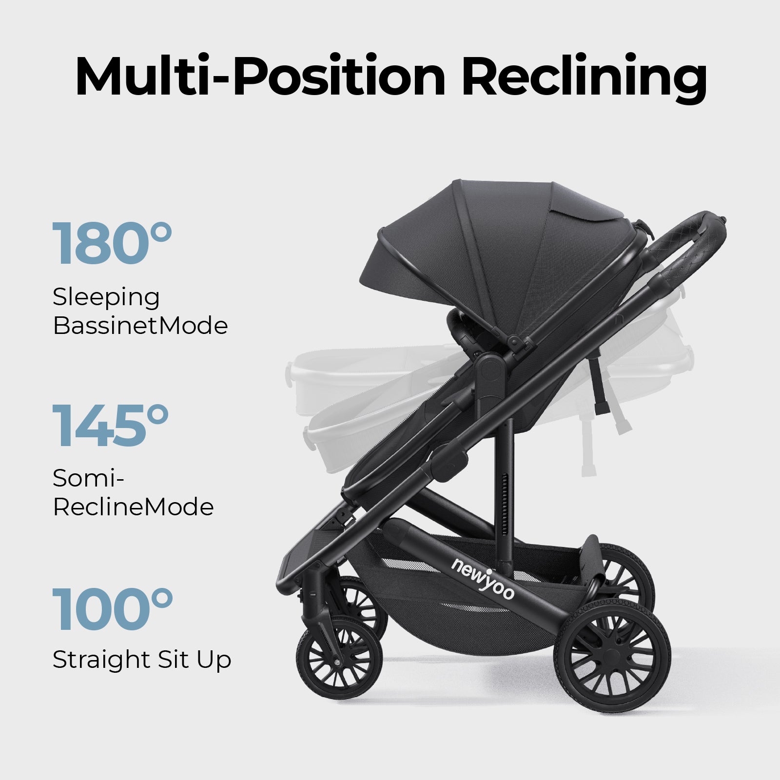 newyoo Babywanne Kinderwagen, Nestro 516M, Schwarz