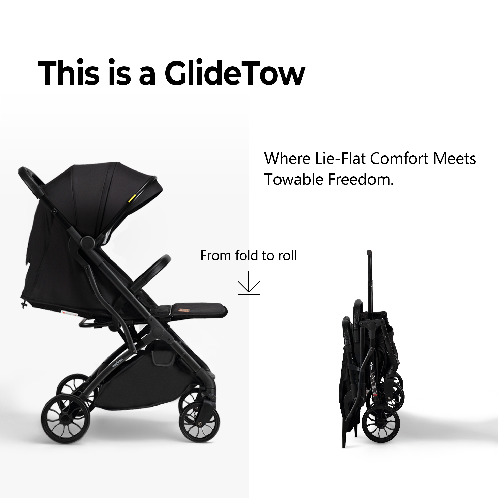 travel stroller that lays flat newyoo GlideTow TR18 Lightweight Stroller for Travel, Black