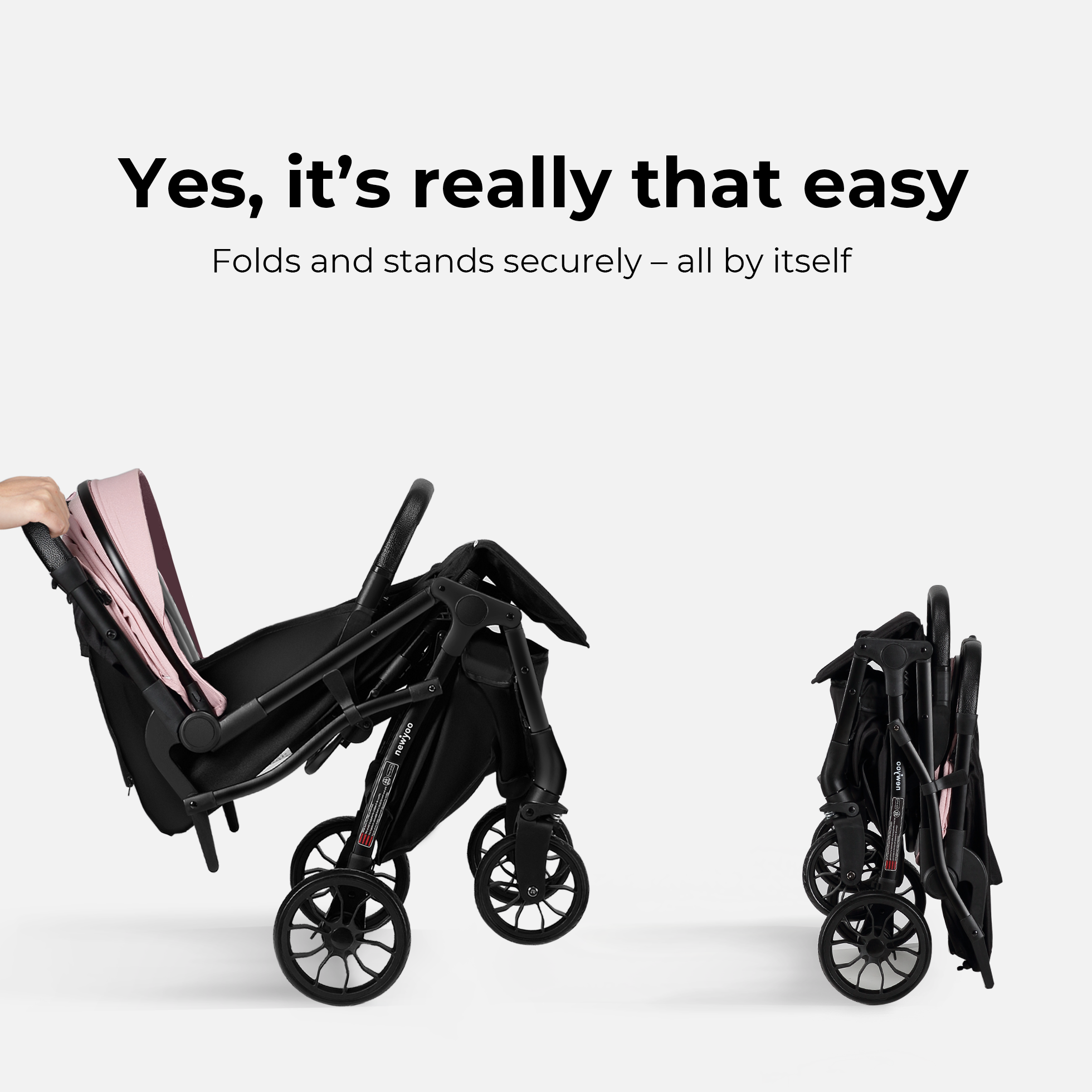 newyoo GlideTow TR18 Leichter Kinderwagen für die Reise, Pink